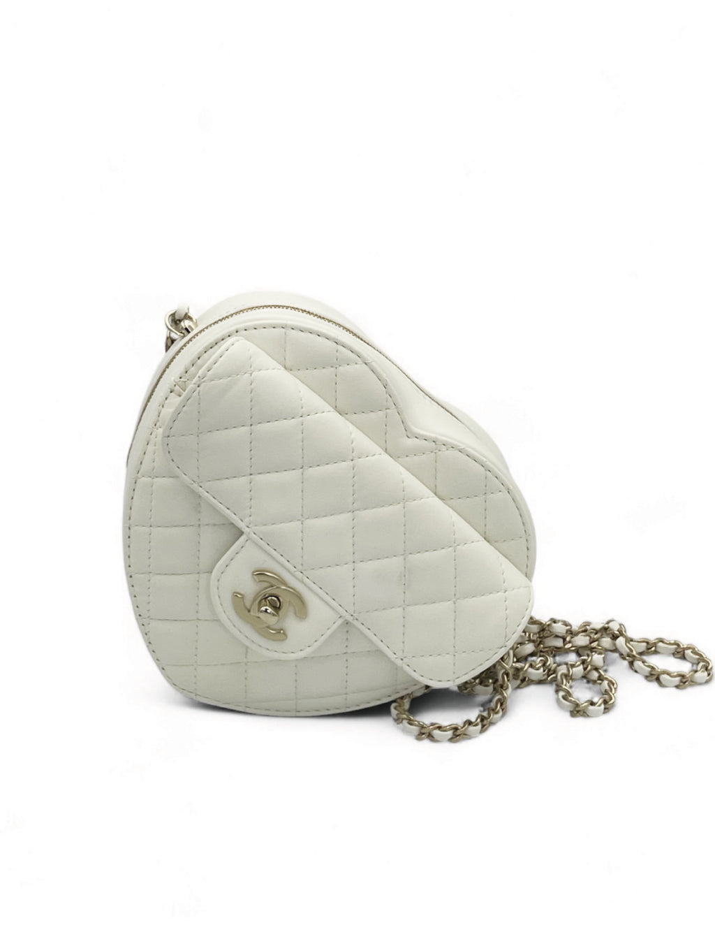 Chanel Heart Bag - White Lambskin
