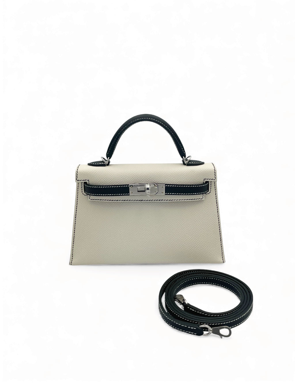 Hermes Mini Kelly - Bicolor Craie and Noir