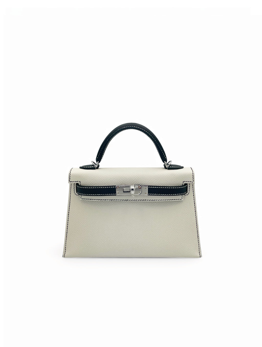 Hermes Mini Kelly - Bicolor Craie and Noir