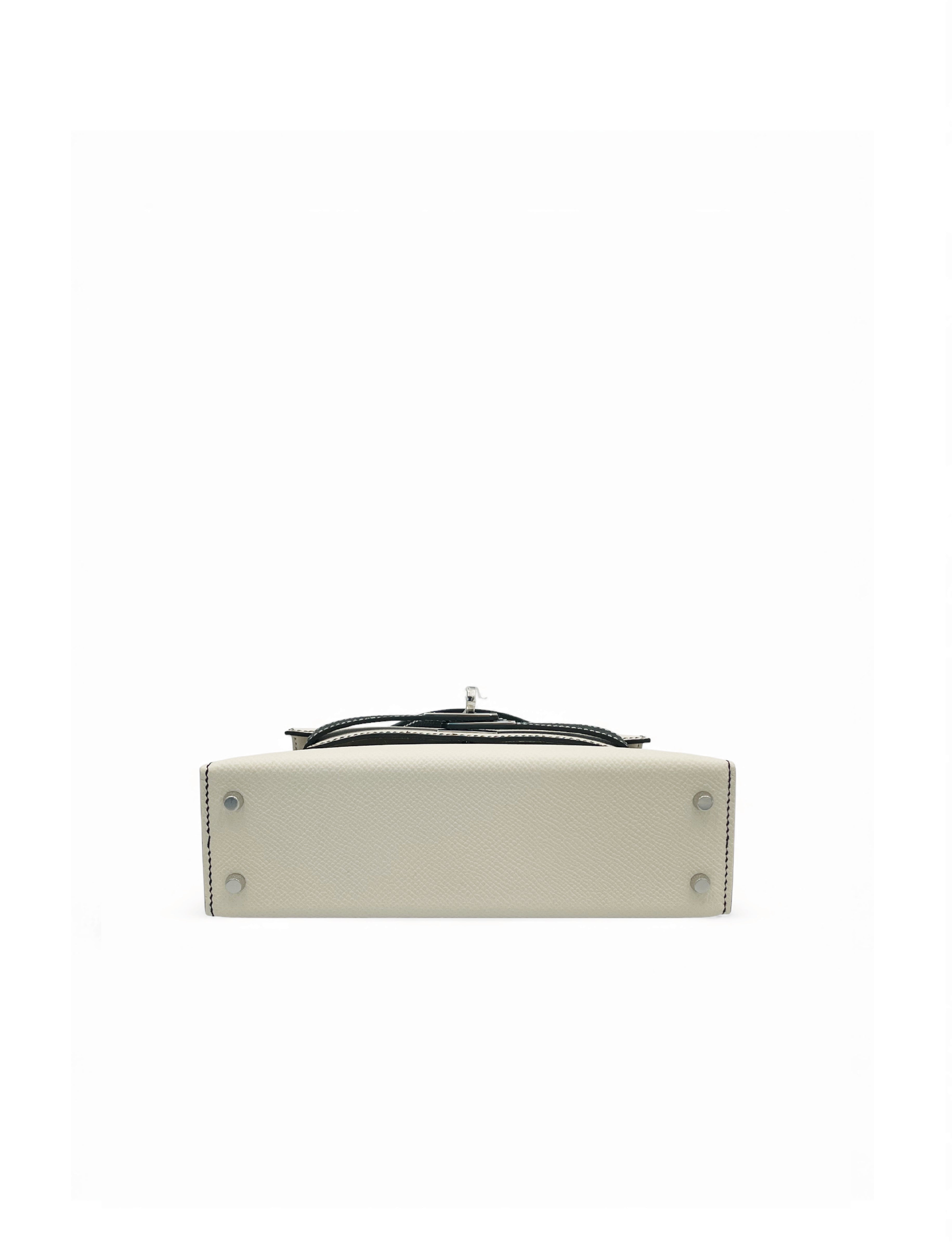 Hermes Mini Kelly - Bicolor Craie and Noir