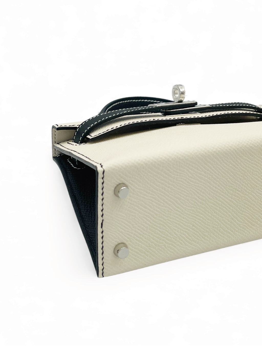 Hermes Mini Kelly - Bicolor Craie and Noir