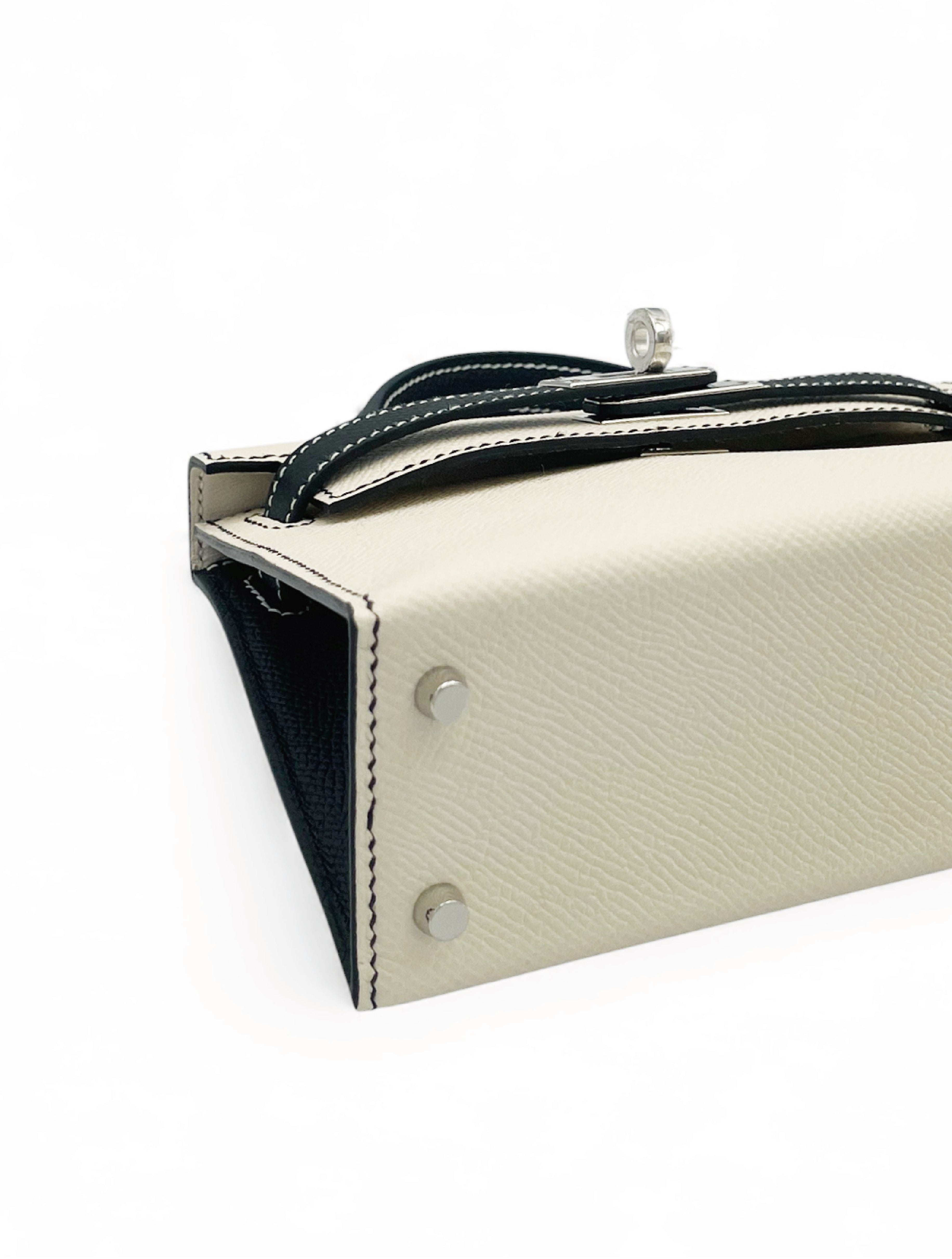 Hermes Mini Kelly - Bicolor Craie and Noir